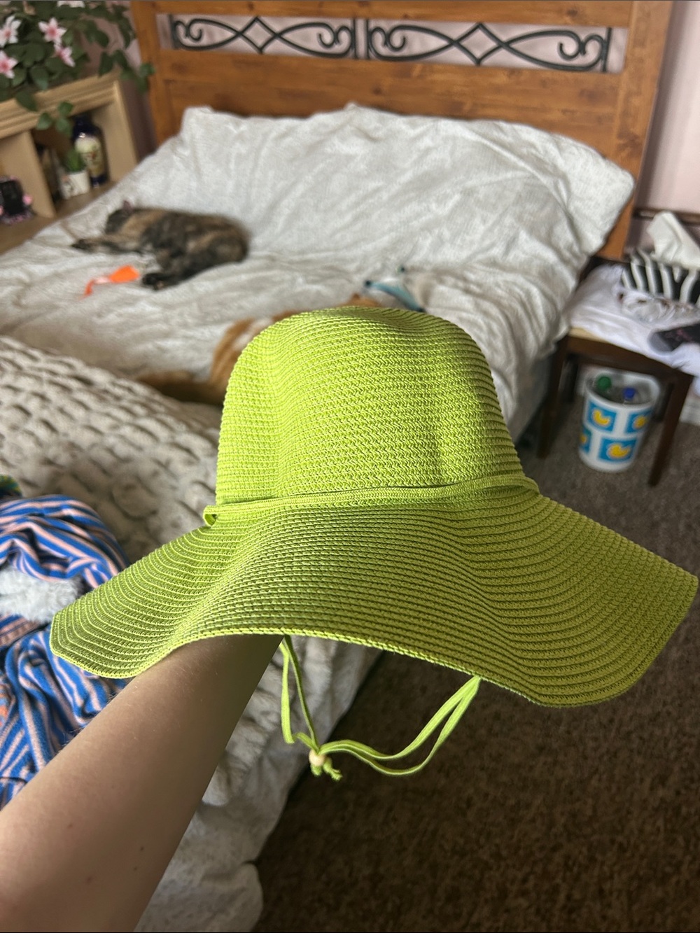 Neon Lime Wide Brim Swim Hat OBO